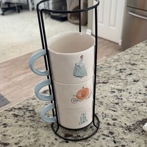 RAE DUNN Cinderella Themed Stacking Mugs with Holder